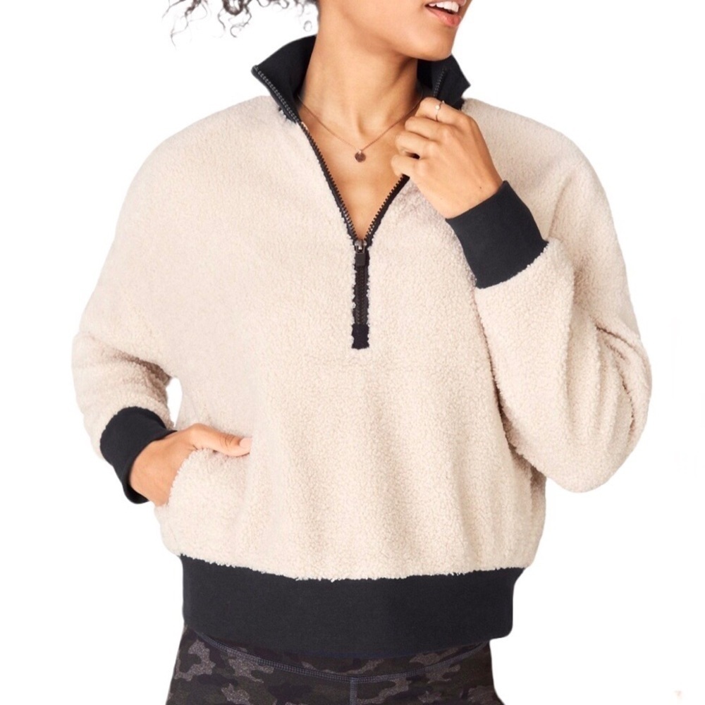 Fabletics Dream Polar Fleece Pullover Cream Size Large Quarter Zip Sherpa